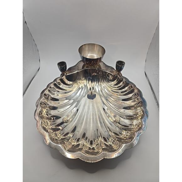 Vintage Silver Plate Bowl Dish Seafood Cocktail Serving Shell Footed F.B Rogers - Picture 1 of 6
